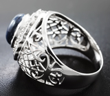 Стильное серебряное кольцо со звездчатым сапфиром Серебро 925