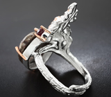 Серебряное кольцо с яшмой и родолитом гранатом Серебро 925