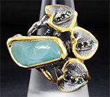Серебряное кольцо с ларимаром и сапфирами Серебро 925