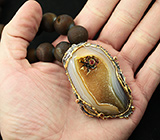 Серебряное колье из агатовых сфер с подвеской из друзы агата и разноцветными сапфирами Серебро 925