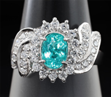 Чудесное серебряное кольцо с небесно-голубым апатитом Серебро 925