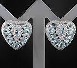 Шикарные серебряные серьги с голубыми топазами Серебро 925