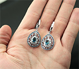 Великолепные серебряные серьги с насыщенно-синими топазами Серебро 925