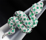 Серебряное кольцо «Змейка» с изумрудами Серебро 925