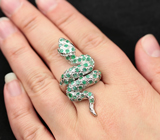 Серебряное кольцо «Змейка» с изумрудами Серебро 925