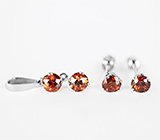 Комплект с коньячными цирконами