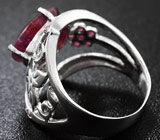 Серебряное кольцо с рубином и пурпурными сапфирами Серебро 925