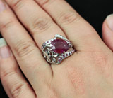 Серебряное кольцо с рубином и пурпурными сапфирами Серебро 925