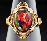 Кольцо с кристаллическим черным опалом