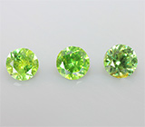 Набор из 3 уральских демантоидов 0,67 карат 