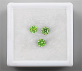 Набор из 3 уральских демантоидов 0,67 карат 