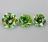 Набор из 3 уральских демантоидов 1,08 карат 