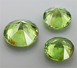 Набор из 3 уральских демантоидов 1,08 карат 