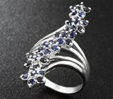 Элегантное серебряное кольцо с насыщенно-синими сапфирами Серебро 925