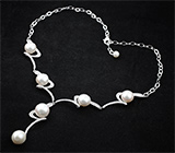 Изысканное серебряное колье с жемчугом Серебро 925