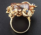 Кольцо c кабошоном аметрина и разноцветными сапфирами