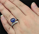 Элегантное cеребряное кольцо с синим сапфиром 4,11 карат Серебро 925