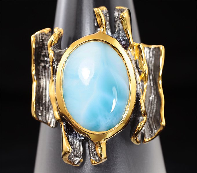 Серебряное кольцо с доминиканским ларимаром