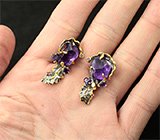 Серебряные серьги с уругвайскими аметистами Серебро 925