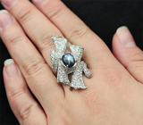 Оригинальное серебряное кольцо со звездчатым сапфиром 3,13 карат Серебро 925