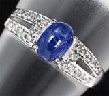 Изящное серебряное кольцо с синим сапфиром 1,4 карат Серебро 925