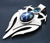 Кулон с полихромным и звездчатым сапфирами