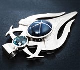 Кулон с полихромным и звездчатым сапфирами