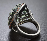 Серебряное кольцо с зелеными, желтыми и оранжевыми сапфирами Серебро 925