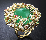 Эксклюзив! Массивное золотое кольцо с уральским изумрудом 39,85 карат и самоцветами Золото
