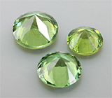 Набор из 3 уральских демантоидов 0,82 карат 