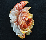 Миниатюра-подвеска «Птички на цветке» из цельного халцедона 38,8 грамм 