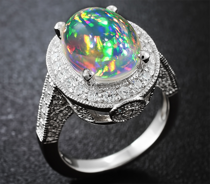 Серебряное кольцо c эфиопским solid опалом! Топовый камень