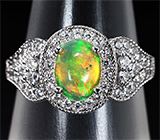 Серебряное кольцо с эфиопским solid опалом Серебро 925