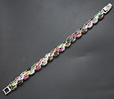 Праздничный серебряный браслет с разноцветными турмалинами Серебро 925