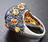 Серебряное кольцо с разноцветными сапфирами Серебро 925