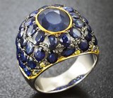 Серебряное кольцо с синими и желтыми сапфирами Серебро 925