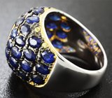 Серебряное кольцо с синими и желтыми сапфирами Серебро 925