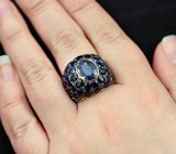 Серебряное кольцо с синими и желтыми сапфирами Серебро 925