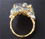Золотое кольцо с уральскими александритами и бриллиантами Золото