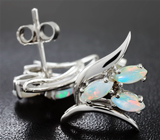 Серебряные серьги с эфиопскими solid опалами Серебро 925