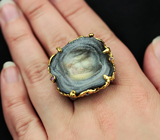 Серебряное кольцо с друзой агата и родолитами Серебро 925