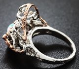 Серебряное кольцо с эфиопским опалом и родолитами