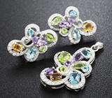 Праздничный серебряный комплект с самоцветами Серебро 925