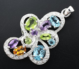 Праздничный серебряный комплект с самоцветами Серебро 925