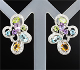 Праздничный серебряный комплект с самоцветами Серебро 925