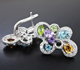 Праздничный серебряный комплект с самоцветами Серебро 925