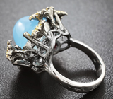 Оригинальное черненое серебряное кольцо с халцедоном Серебро 925