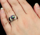 Стильное серебряное кольцо с черным опалом Серебро 925
