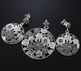 Оригинальный серебряный комплект с марказитами Серебро 925