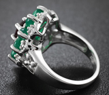 Превосходное серебряное кольцо с родолитом и зелеными агатами Серебро 925